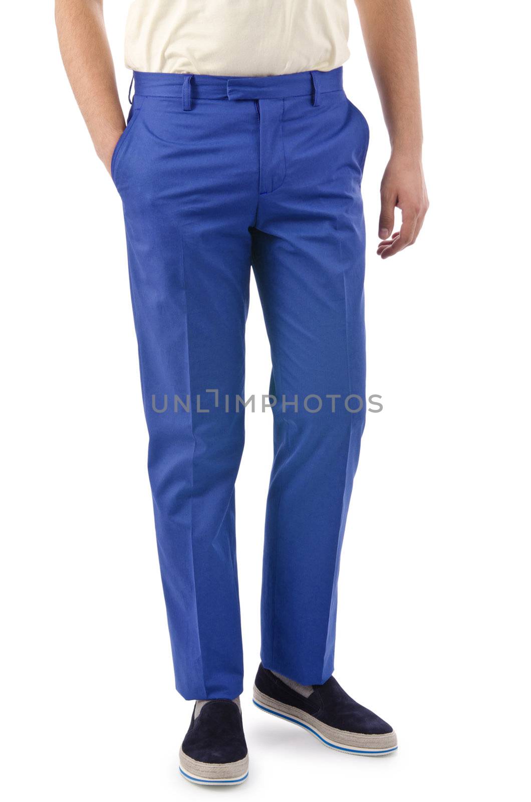 Model with trousers isolated on white