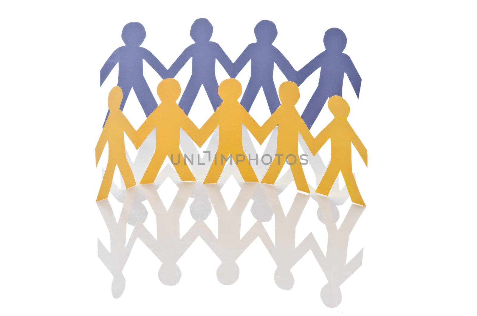 Teamwork concept with paper cut people by Elnur