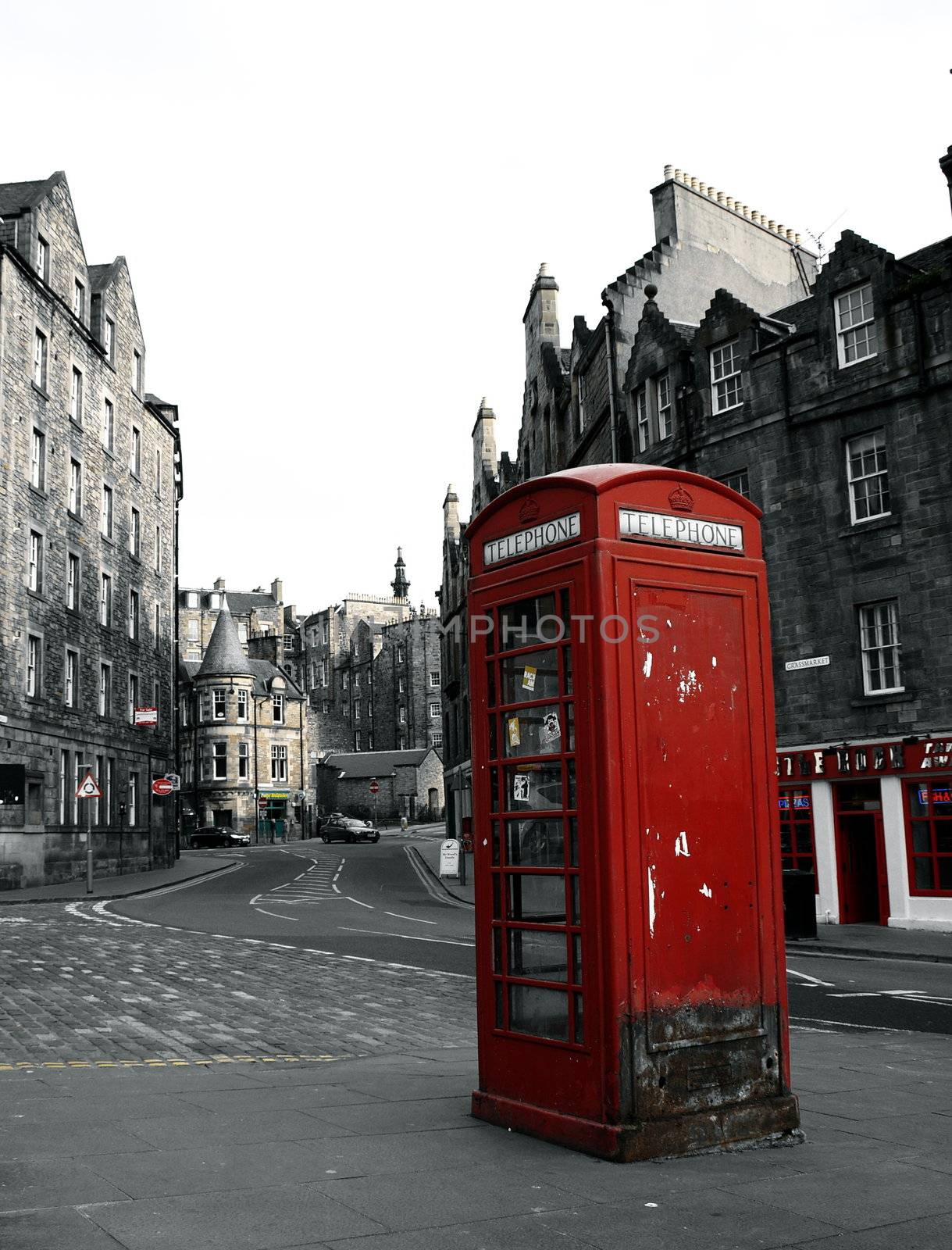 Rusty british phone booth