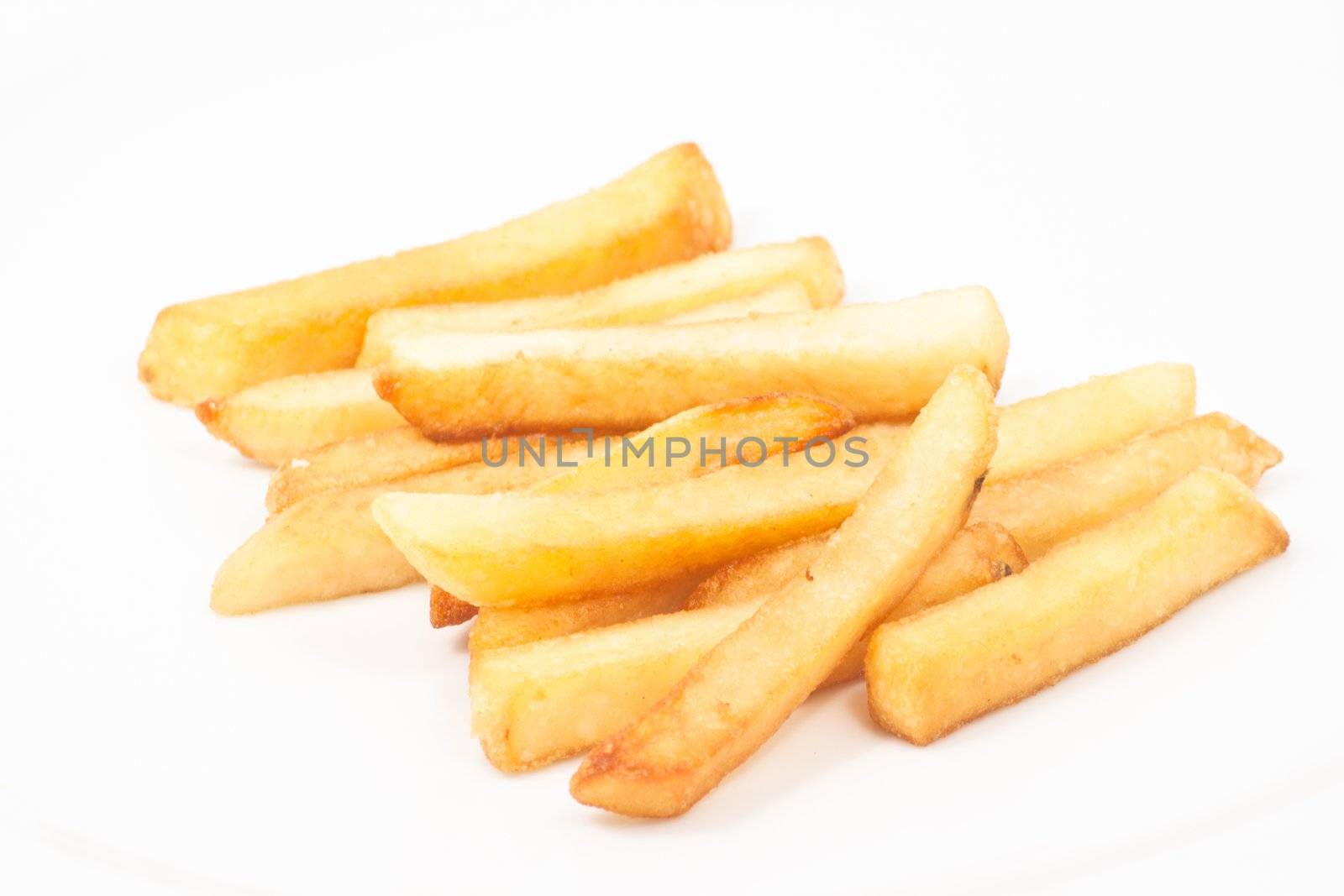 Potato, french fries on white background