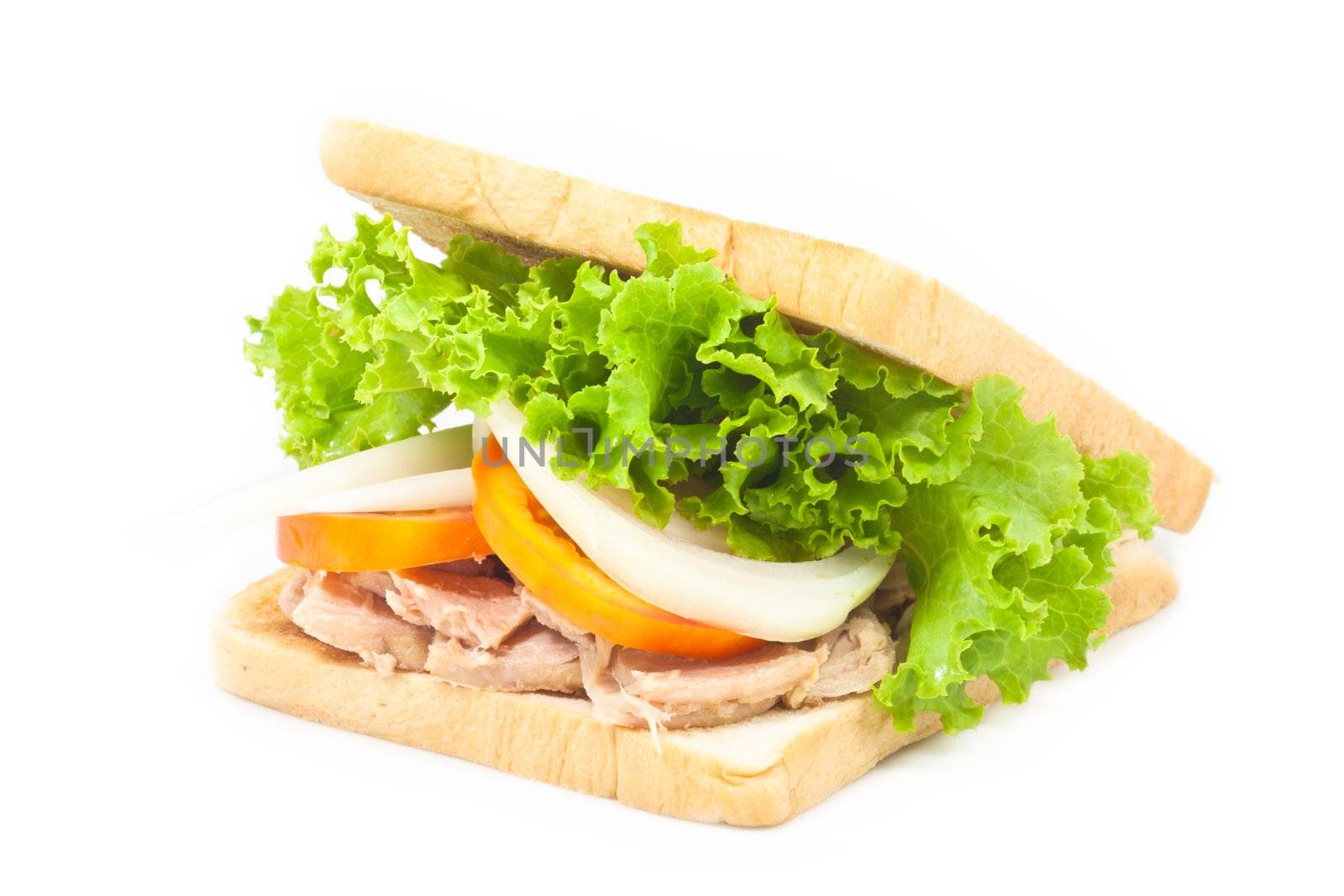 Tuna sandwich on white isolated