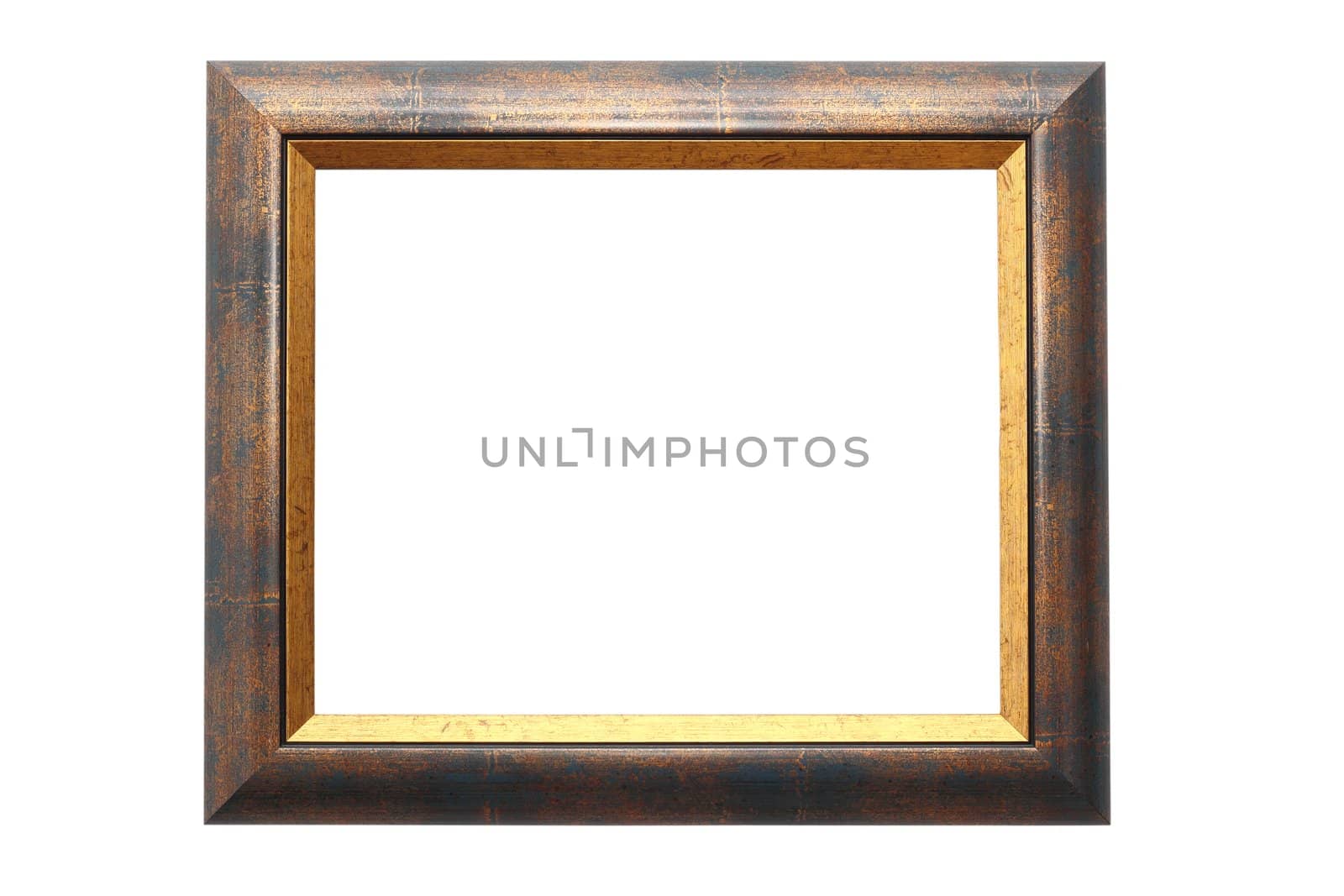 beautiful wooden frame for paintings isolated on white background