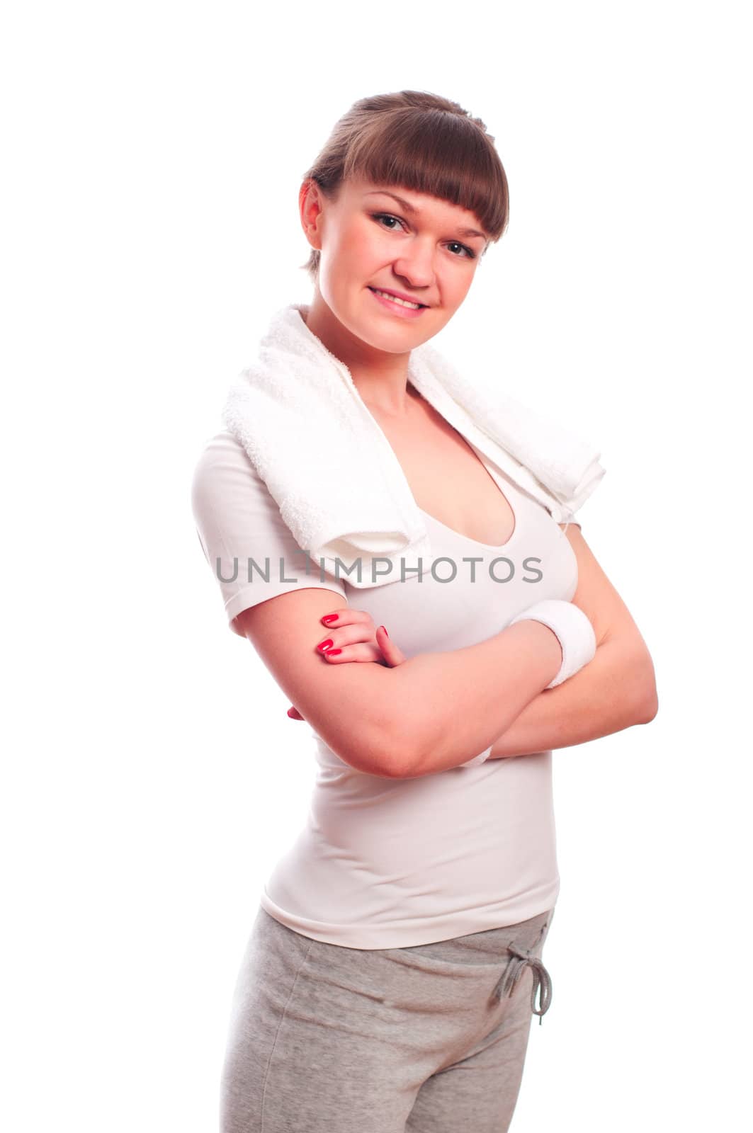 Portrait of young woman resting after sport