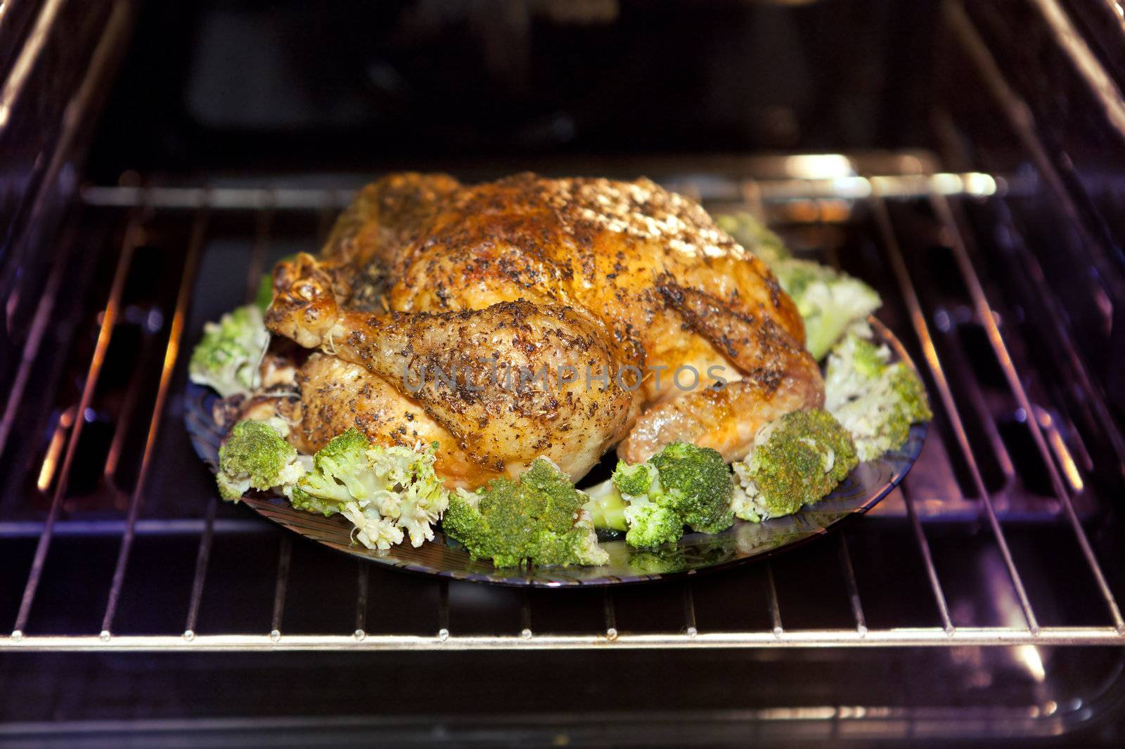 appetizing roast turkey and cabbage in the oven