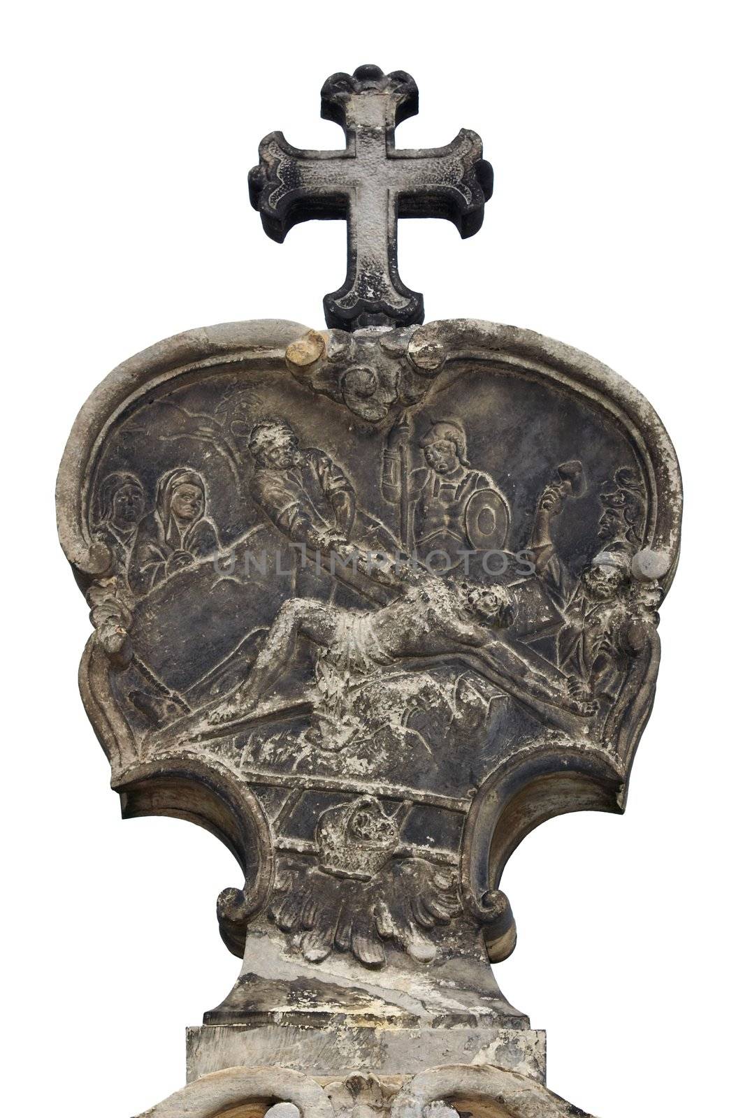 Baroque relief Stations of the Cross - Crucifixion - Jesus is nailed to the cross