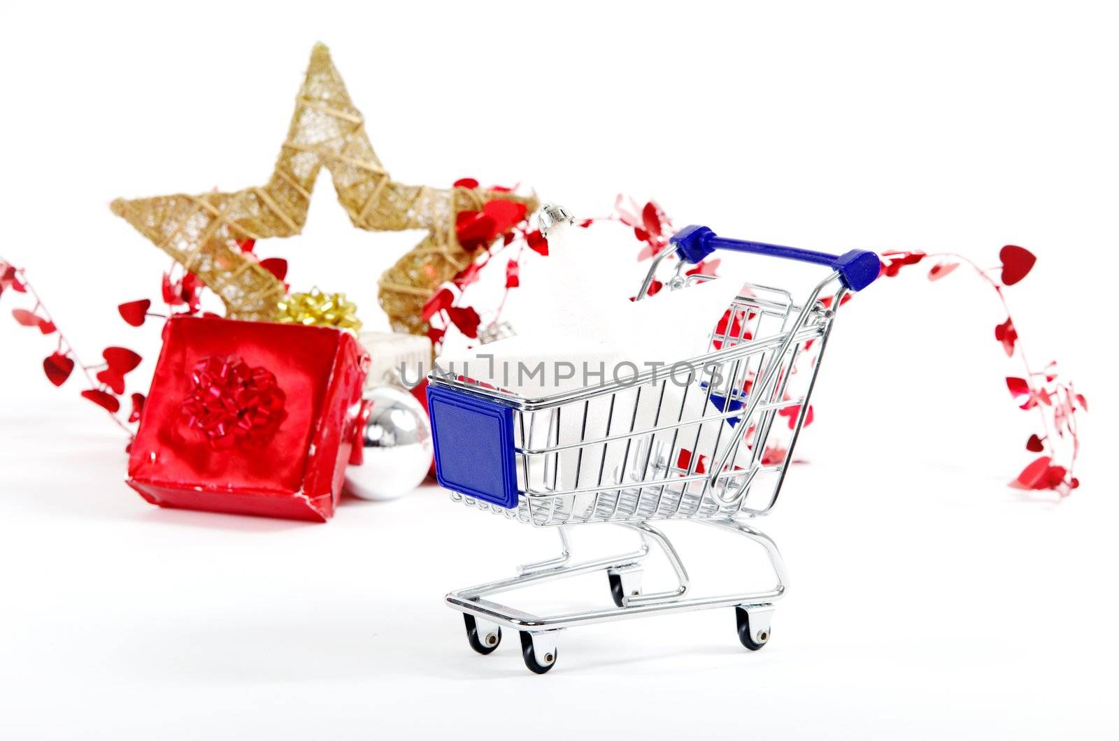 Christmas xmas shopping isolated on white background