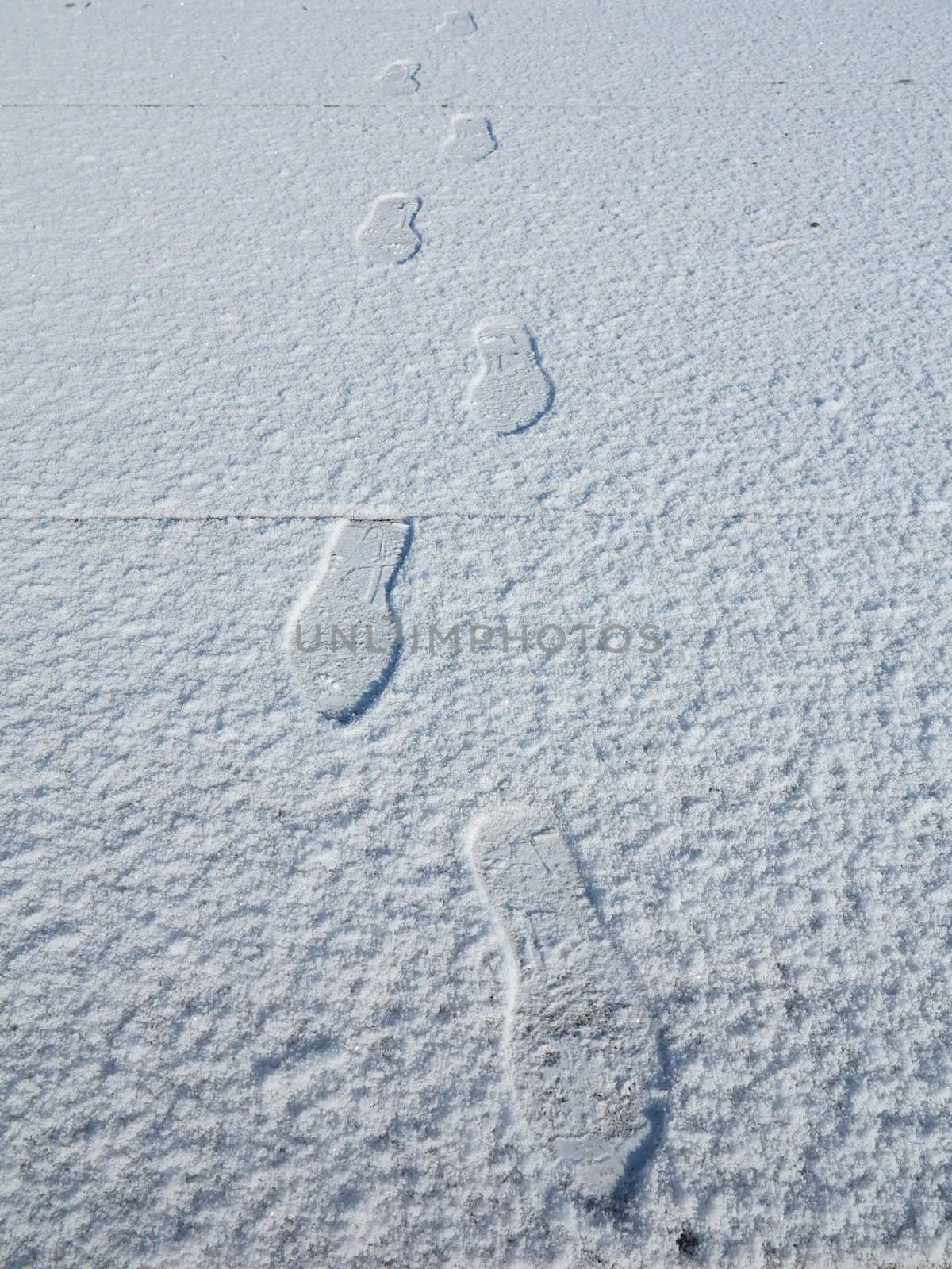 Hot footsteps on cold snow