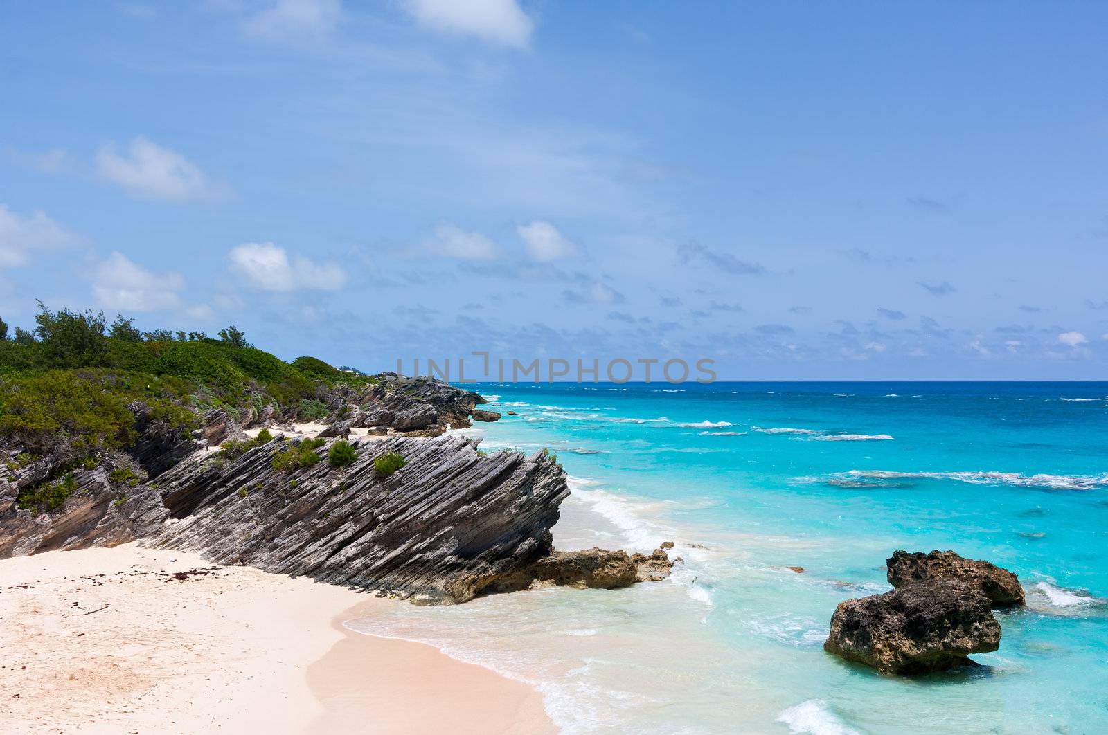 Tropical Beach at Horseshoe Bay in Bermuda.