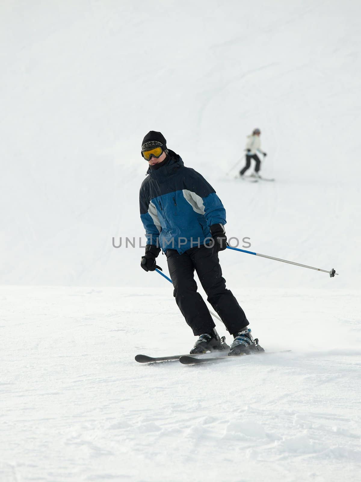 Skier coming down the slope