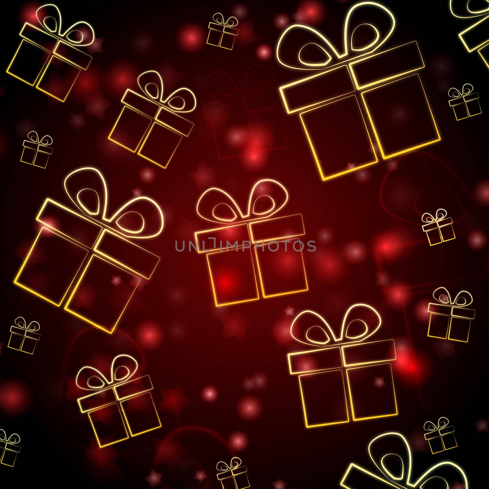 abstract red background with presents by marinini