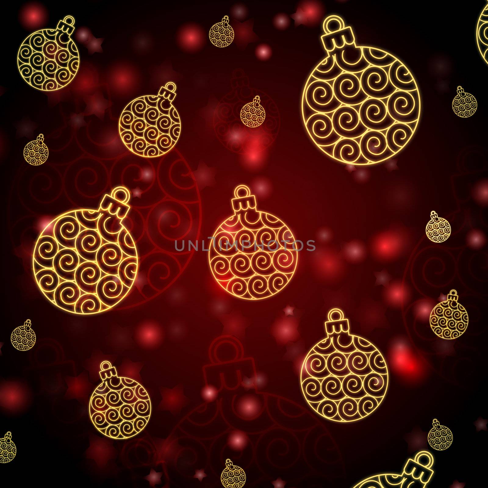 abstract red background with christmas balls by marinini