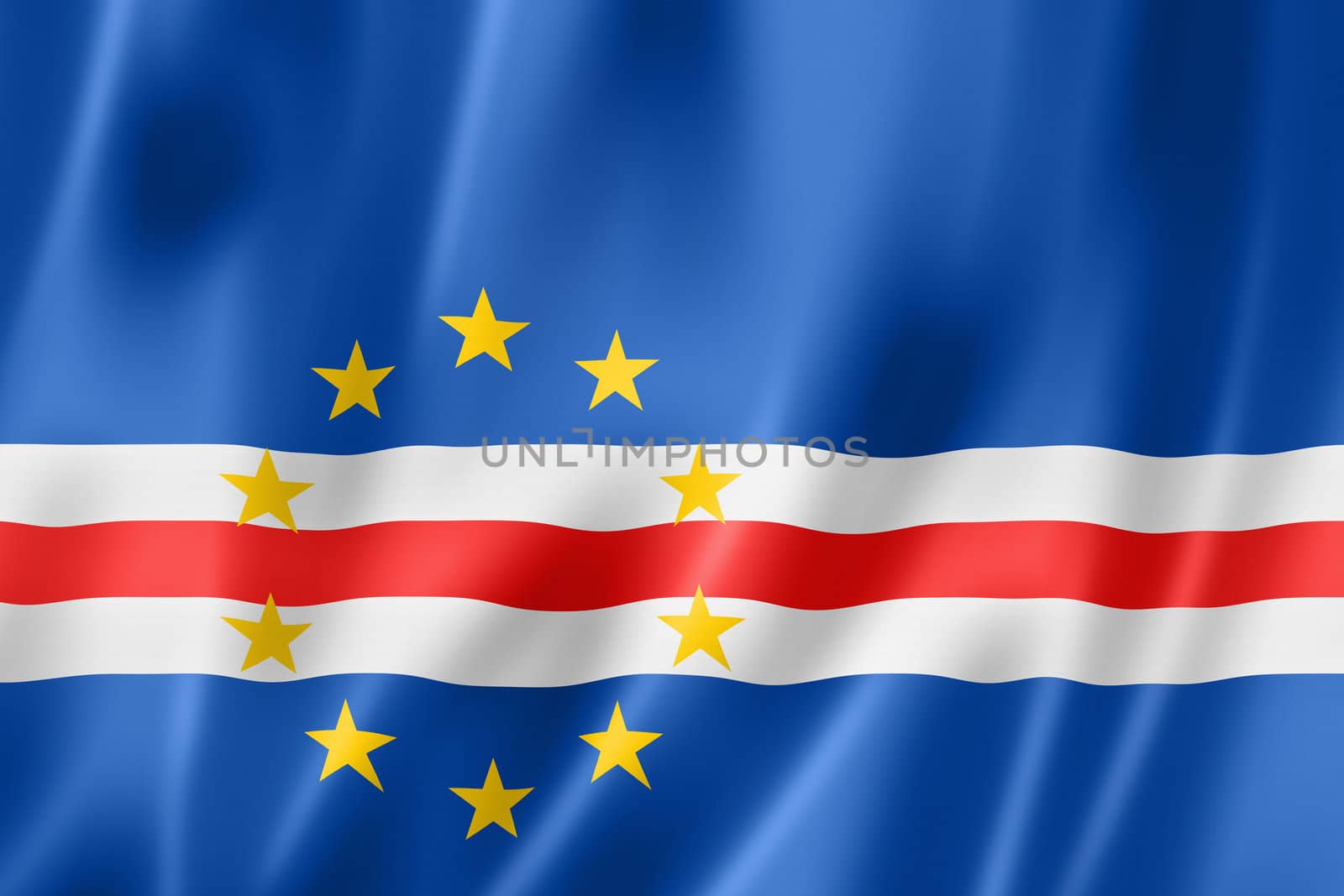 Cape Verde flag, three dimensional render, satin texture