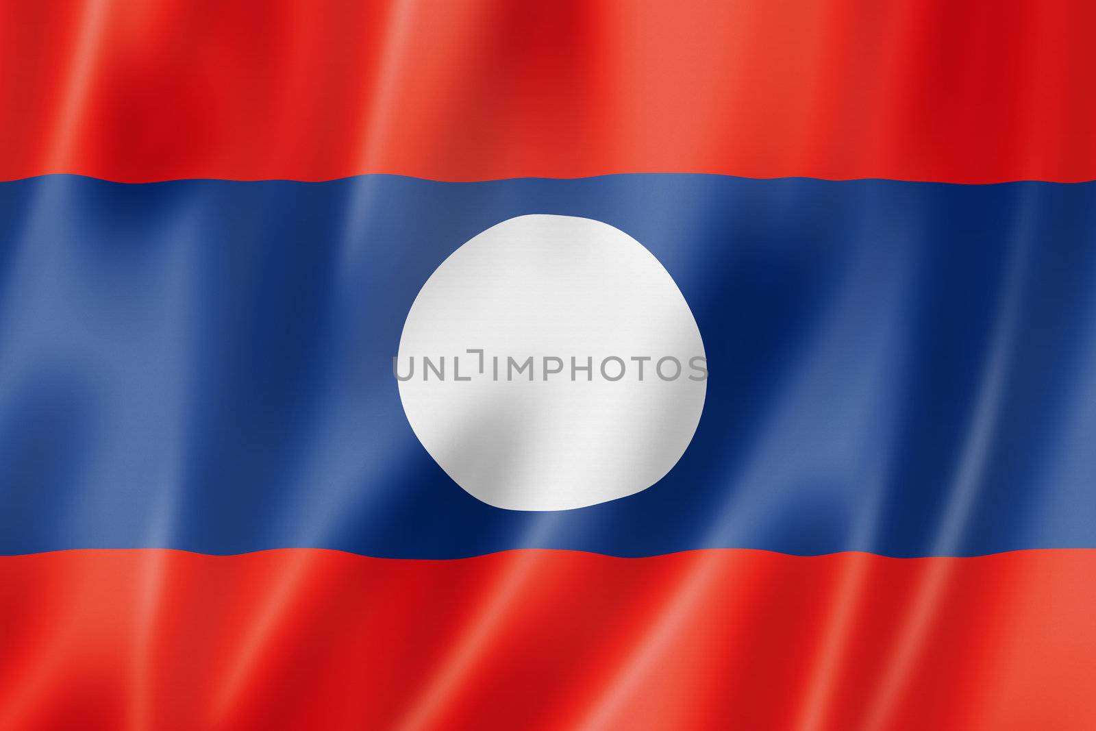 Laos flag, three dimensional render, satin texture