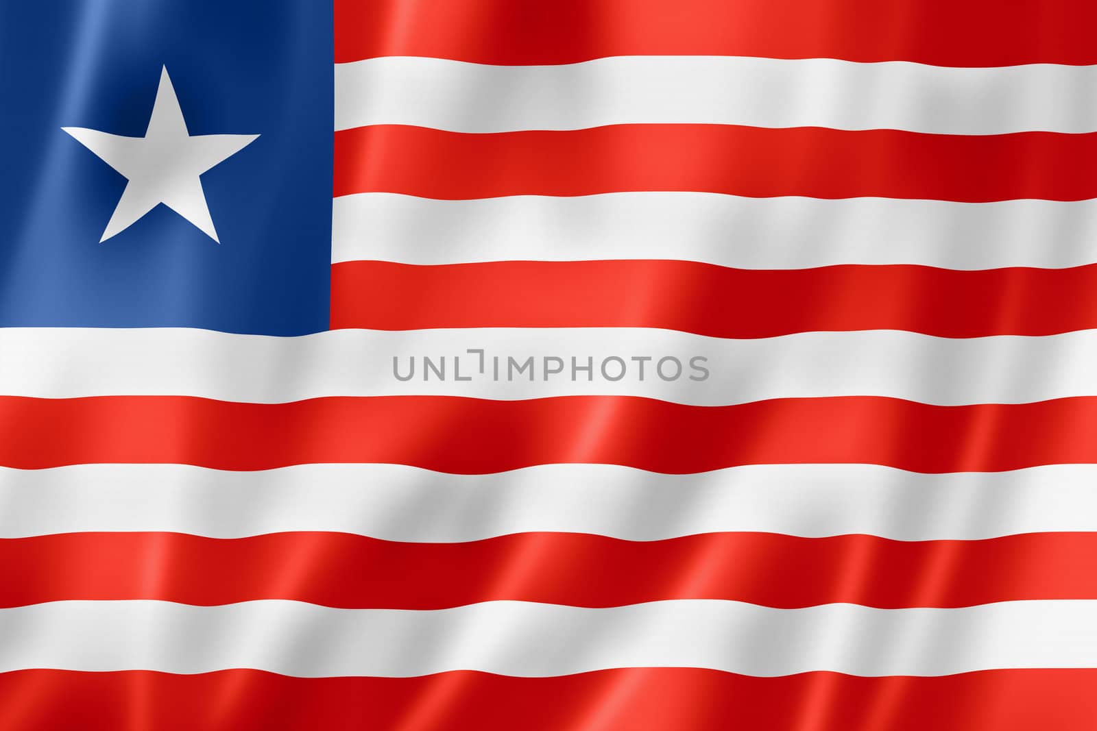 Liberia flag, three dimensional render, satin texture
