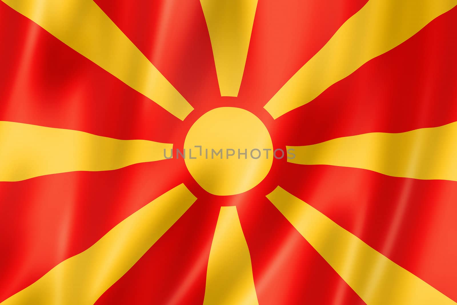 Macedonia flag, three dimensional render, satin texture