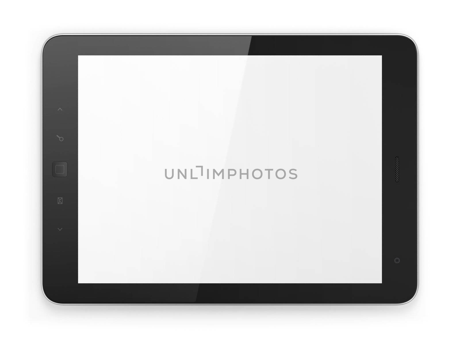 Black tablet pc on white background by maxkabakov