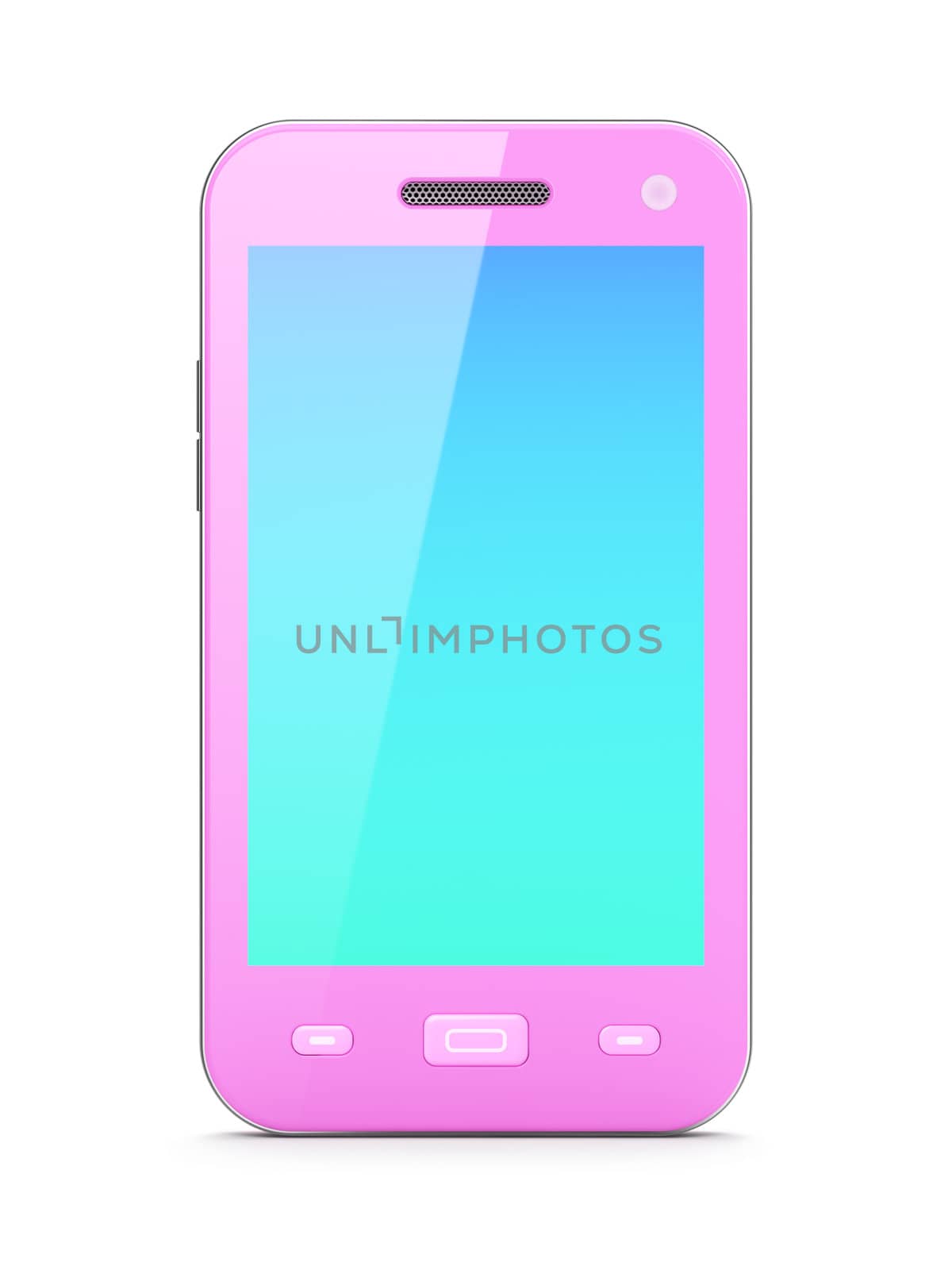 Beautiful pink smartphone on white background, 3d render