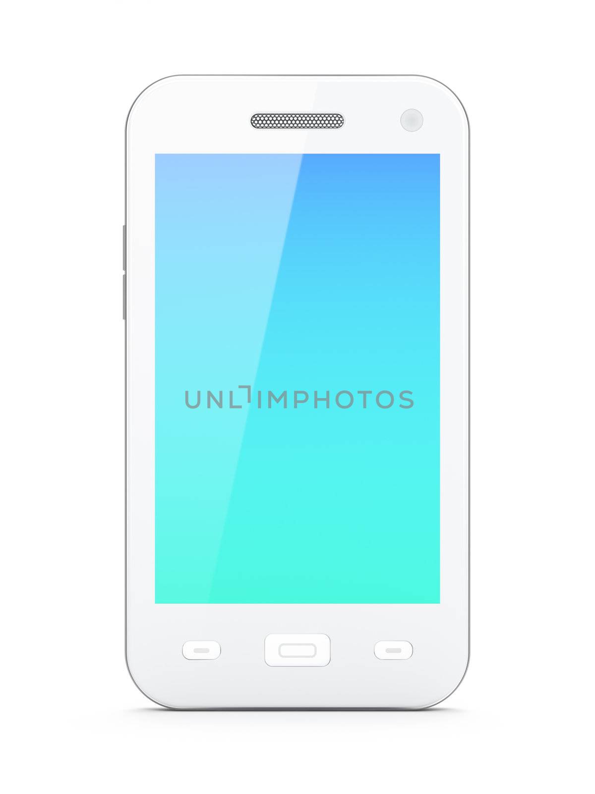 Beautiful white smartphone on white background, 3d render