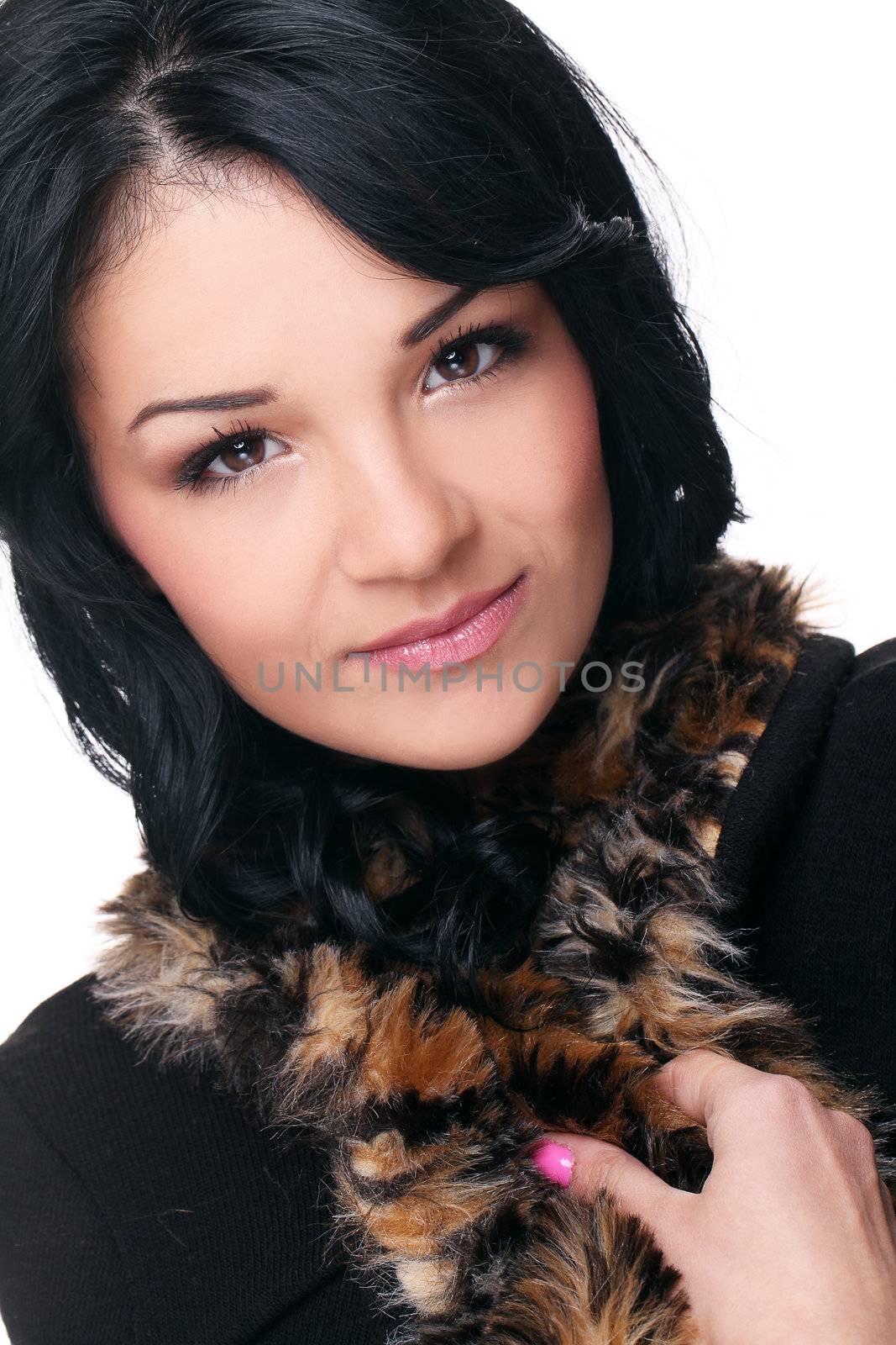 Portrait of young and beautifull woman isolated on a white