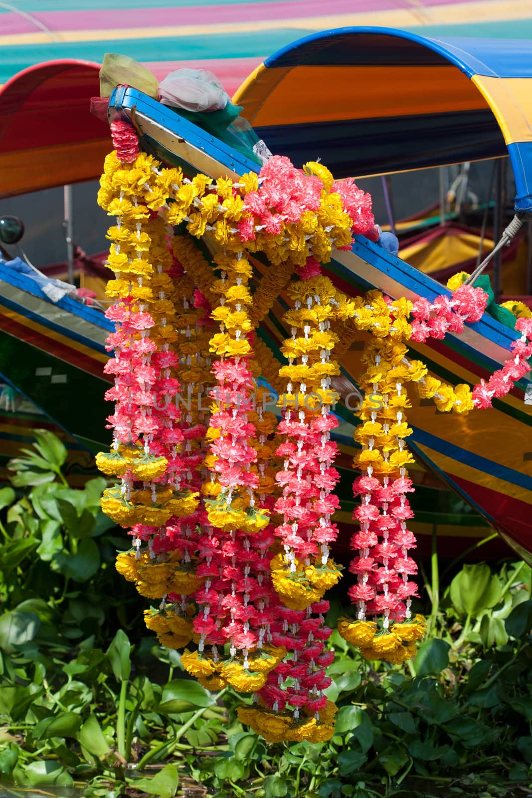 Flowers on a long tail boat, Bangkok