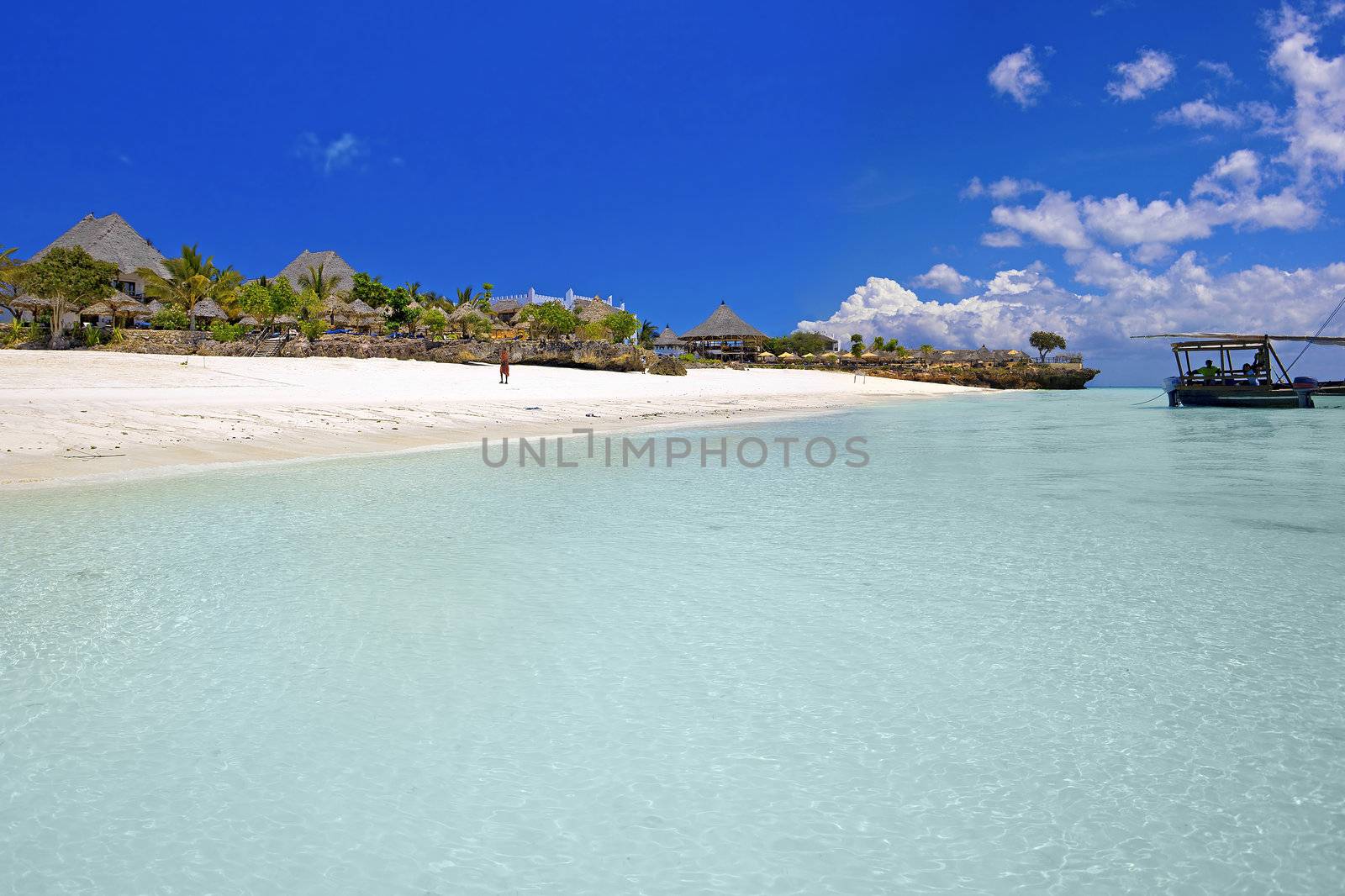 Crystal clear waters at Zanzibar beach in Tanzania