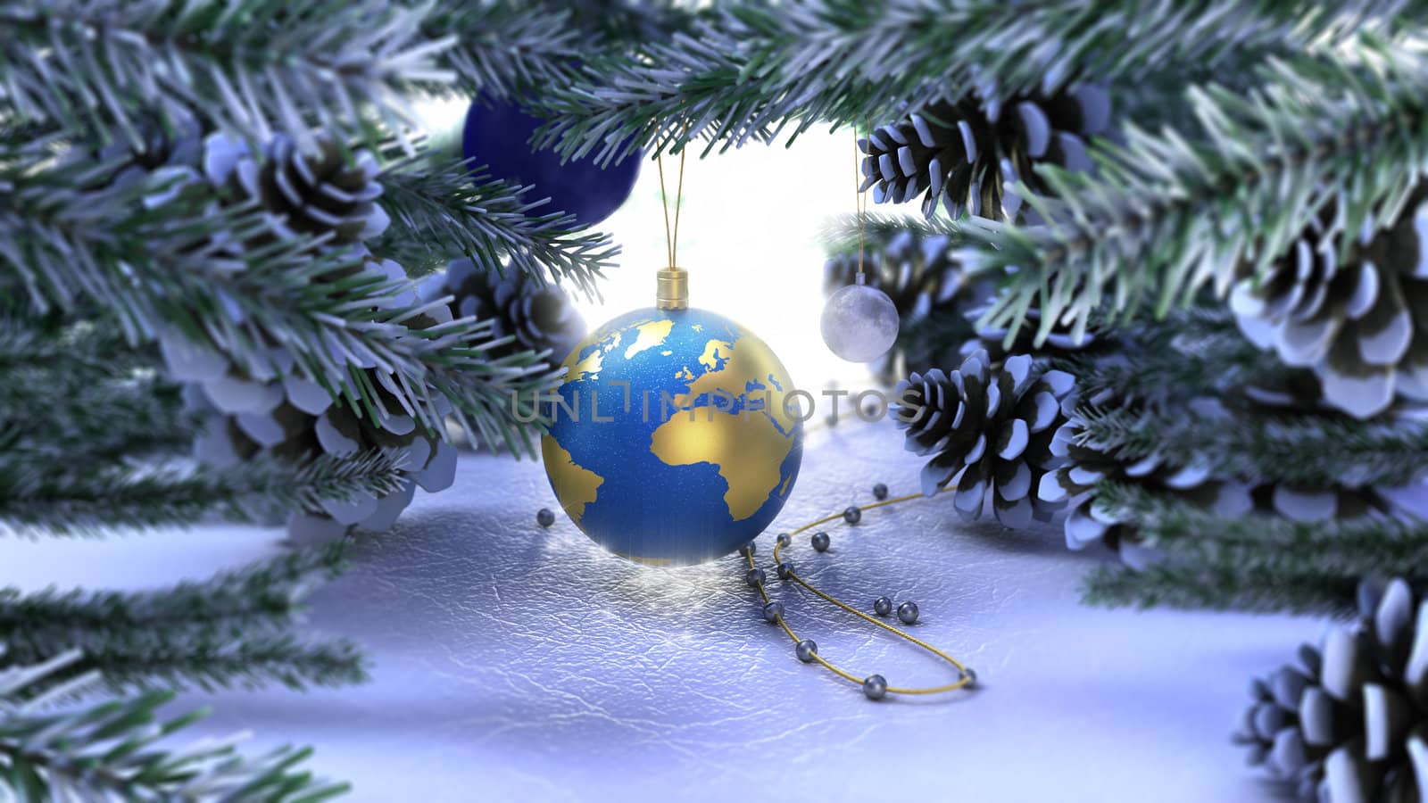 Happy New Year and Merry Christmas background with ice and decorations by denisgo