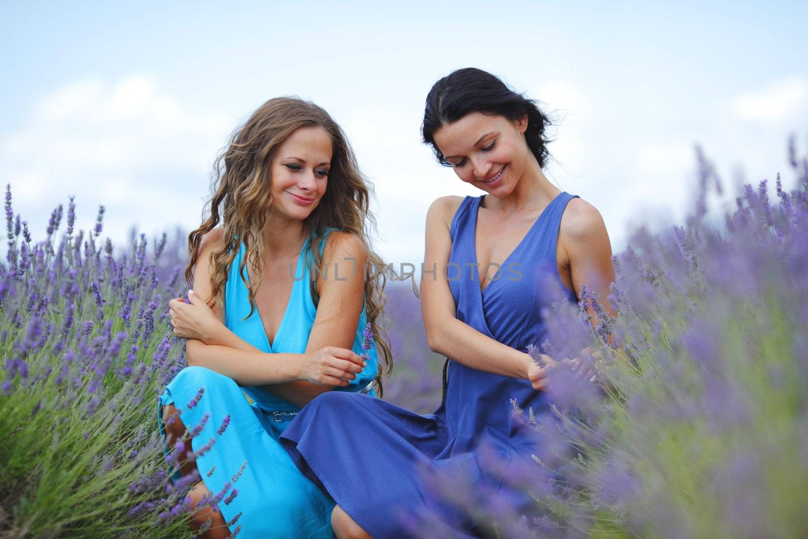 two women on lavender field