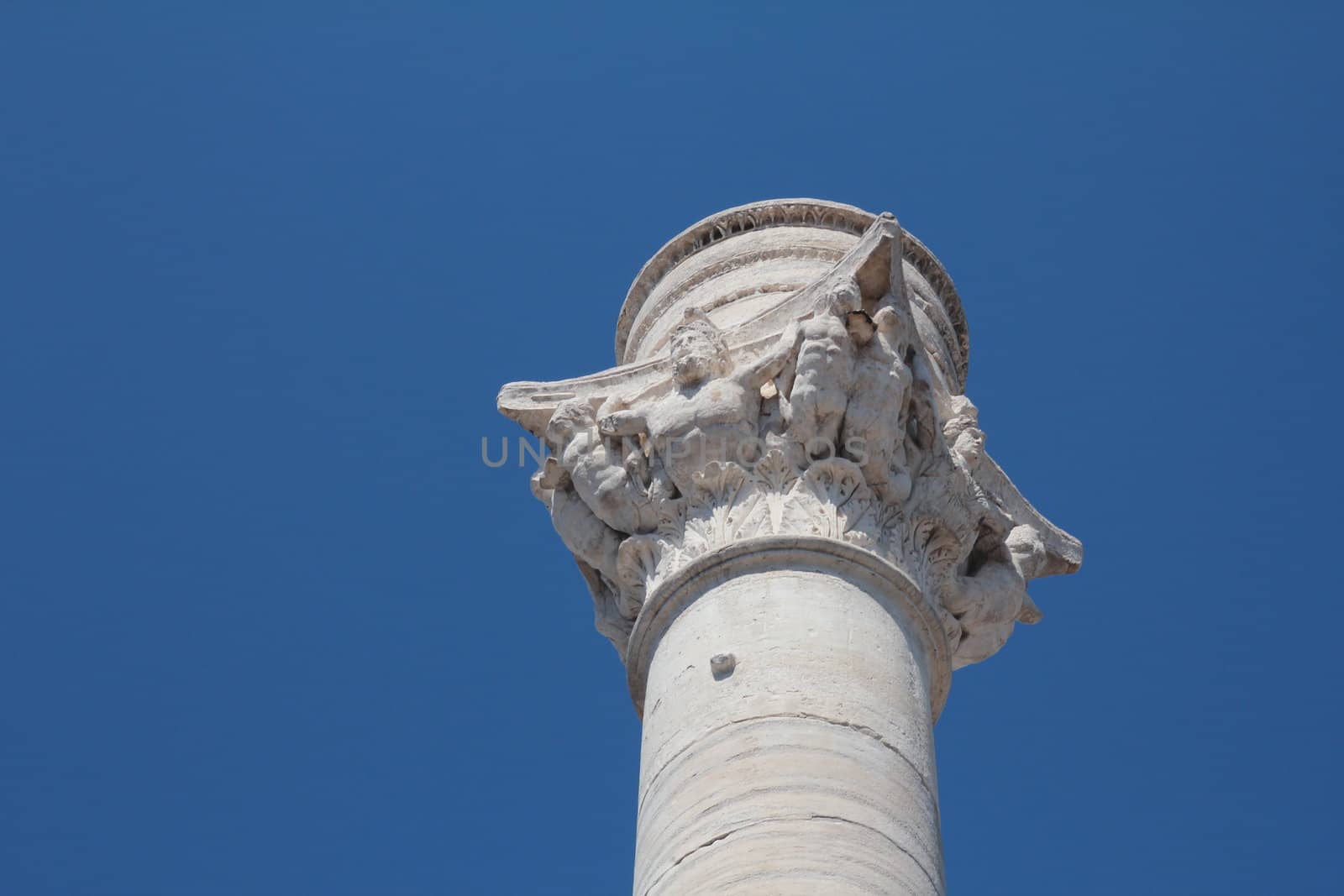 Detail of ancient roman column capital in Brindisi, Italy
