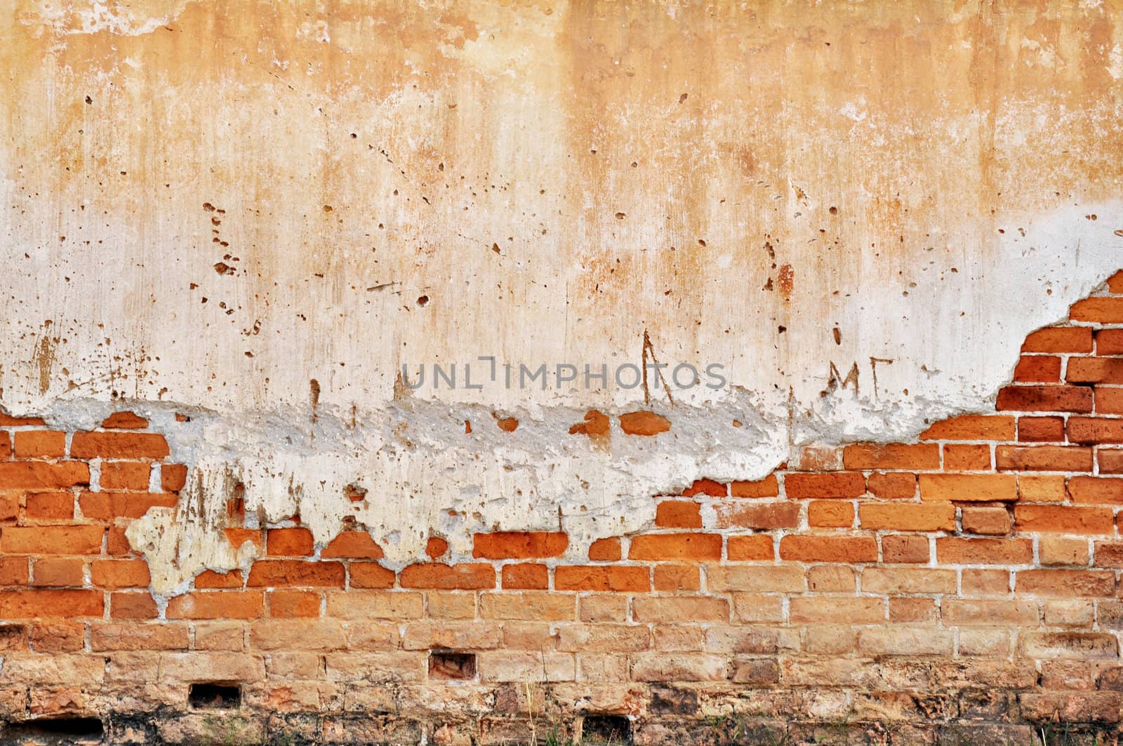 Old brick wall at Chiang Khan, Loei, Thailand.