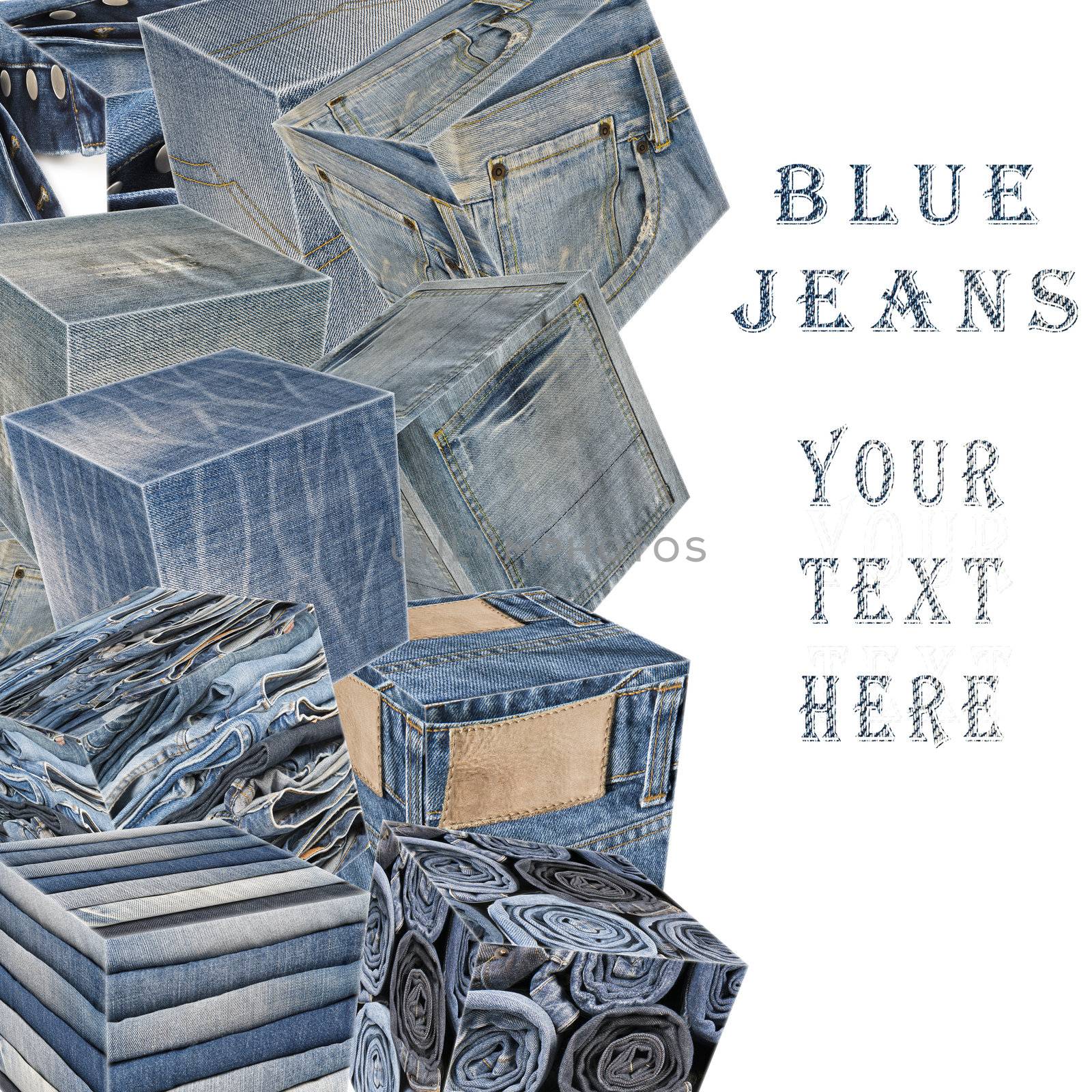 Collage about jeans with a copy space by angelsimon