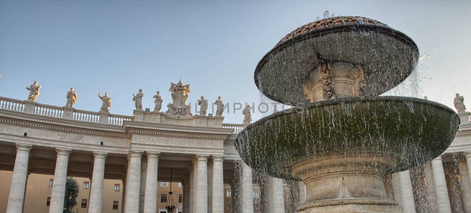 Fountain in Piazza San Pietro - St Peter Square - Rome.