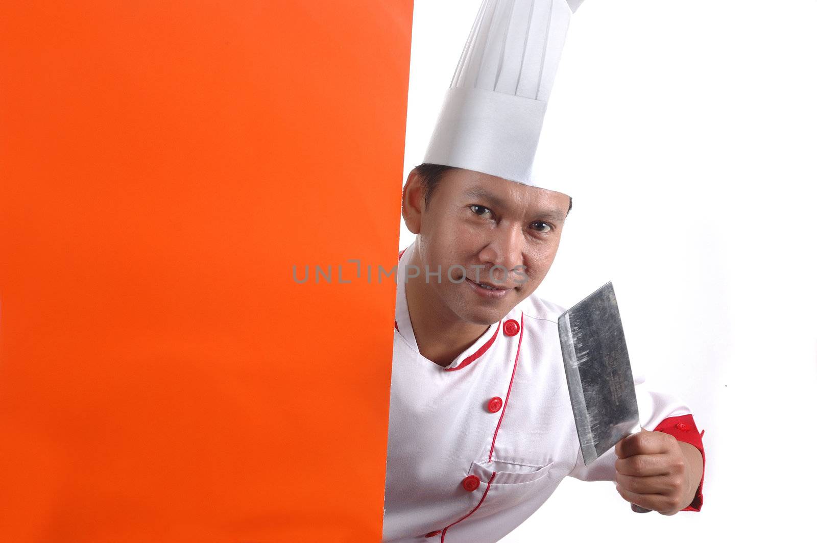 chef holding kitchen knife  by antonihalim
