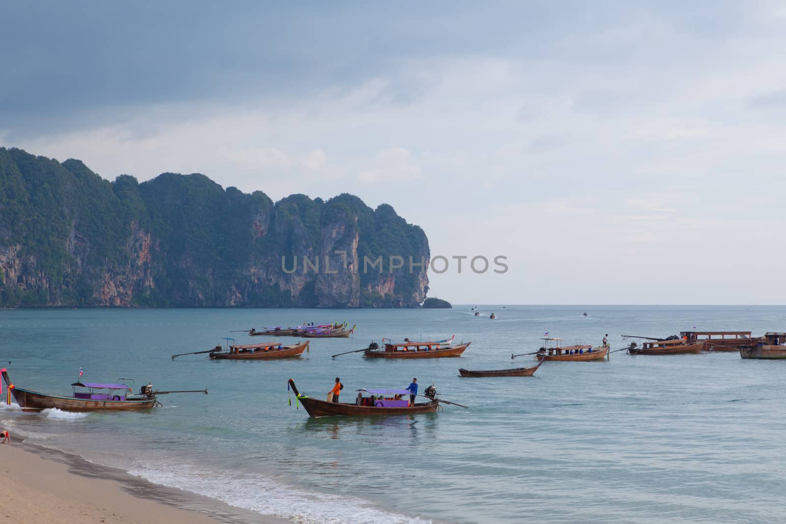 boats on the sea in Southern of Thailand