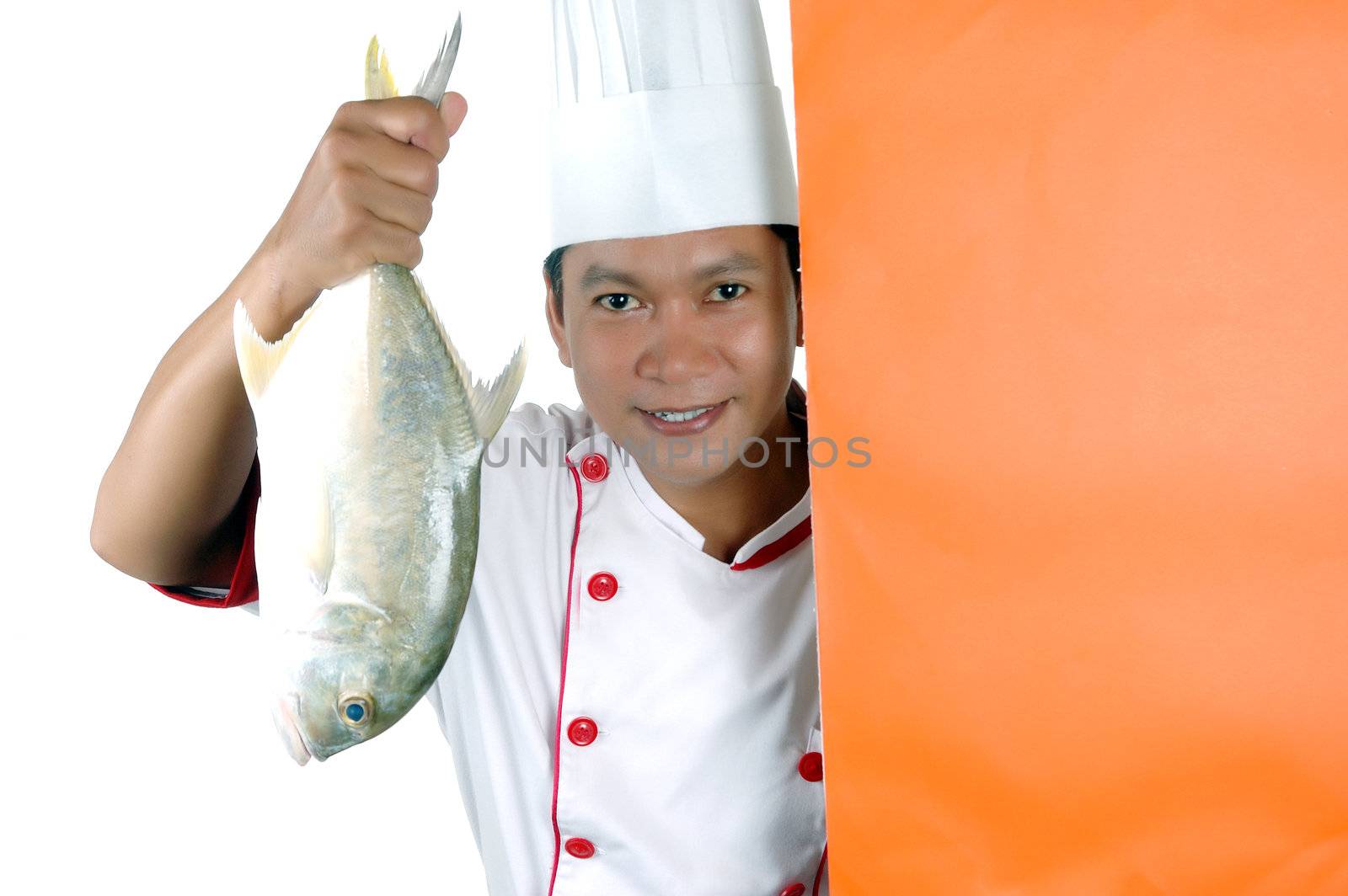 chef present raw fish by antonihalim