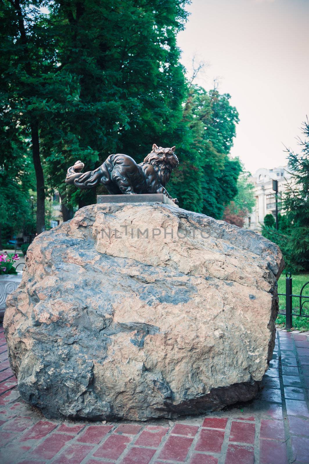 Cat monument in the Kiev city in Ukraine
