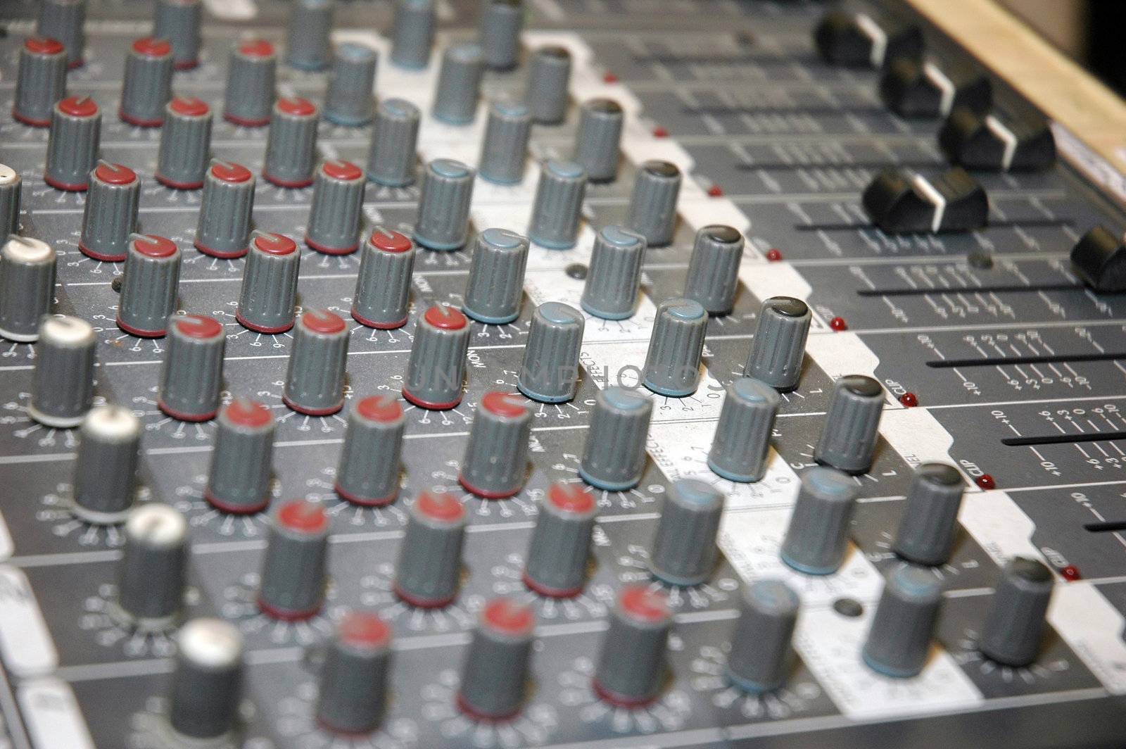details of the control board sound mixer