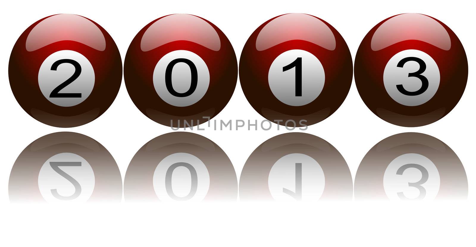 Illustration of New Year 2013 with digits on pool balls