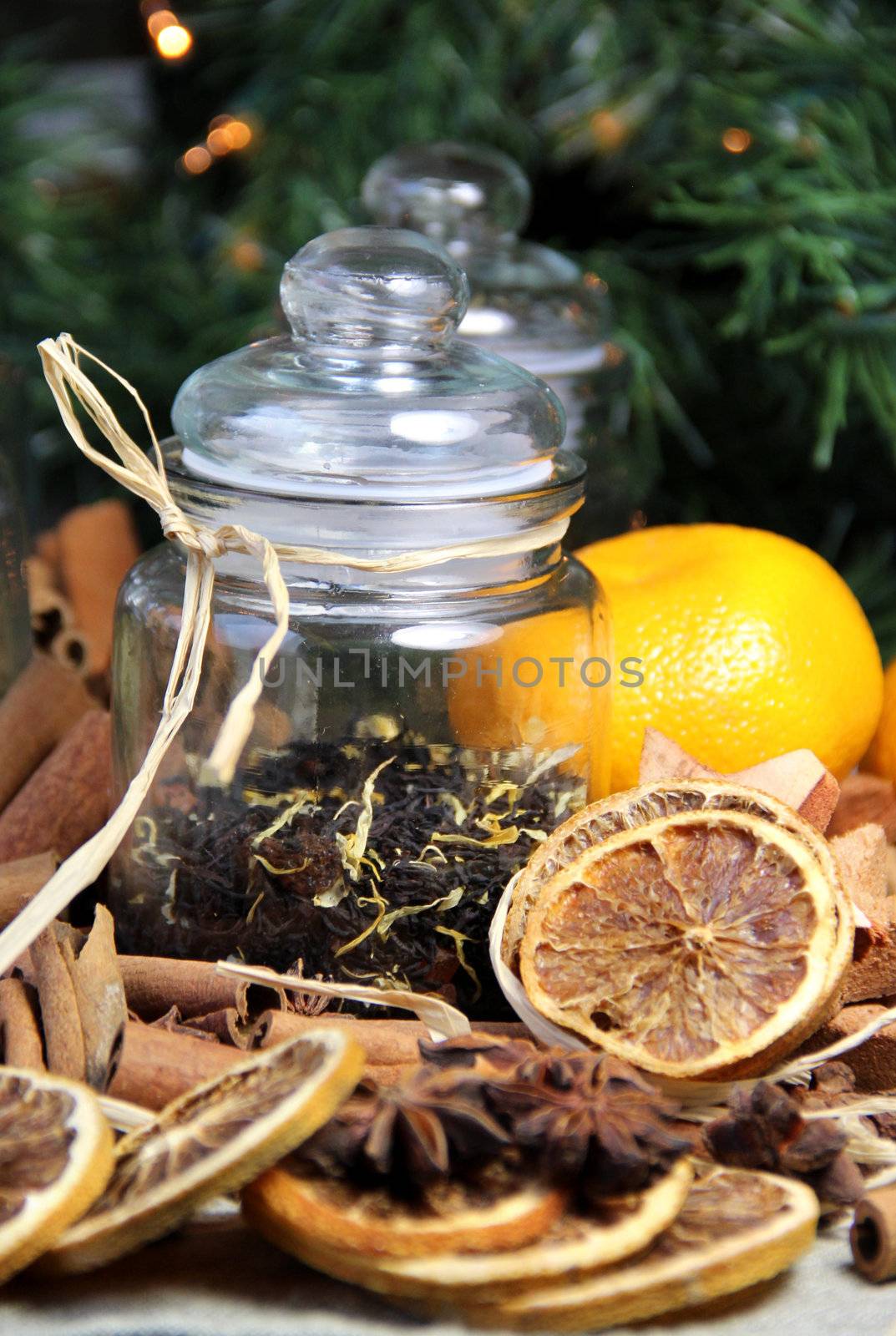 Cinnamon sticks and dry orange by tanouchka