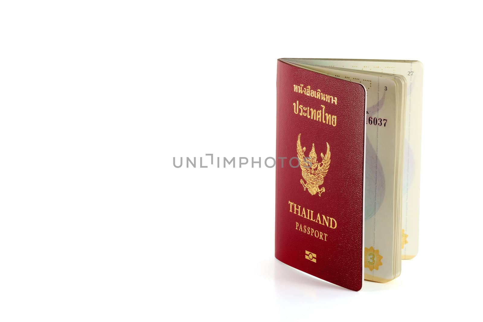 Thailand Official Passport Isolated on White Blackground.