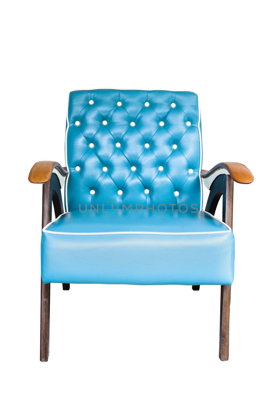 Blue vintage arm chair  isolated on white background