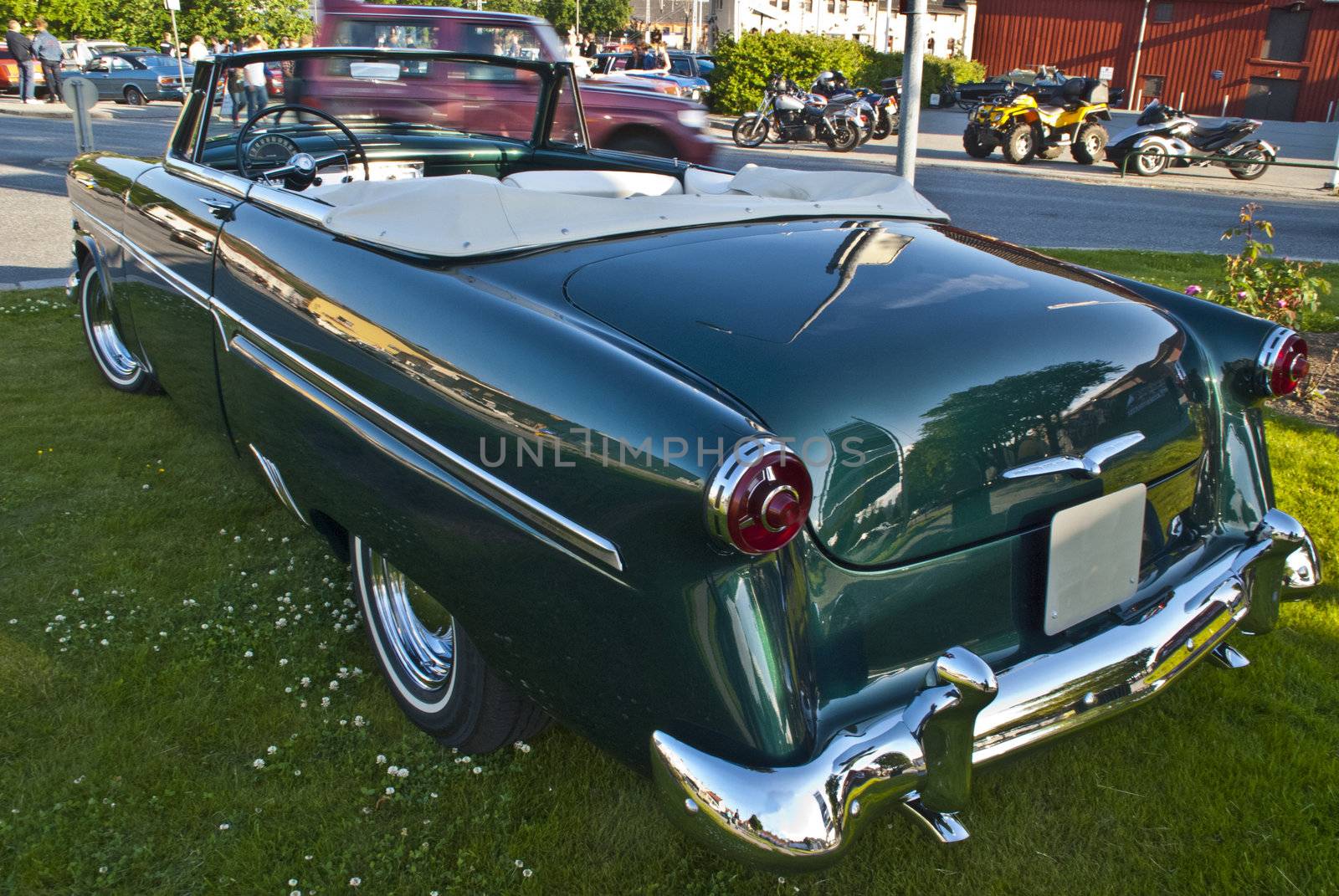Each Wednesday during the summer months there is show of American vintage cars in the center of Halden city.