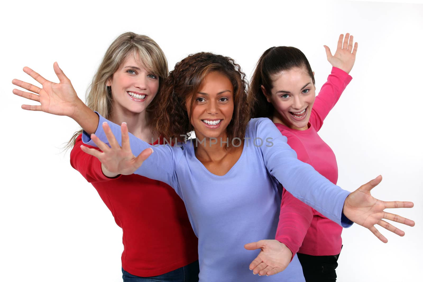 Three happy young woman