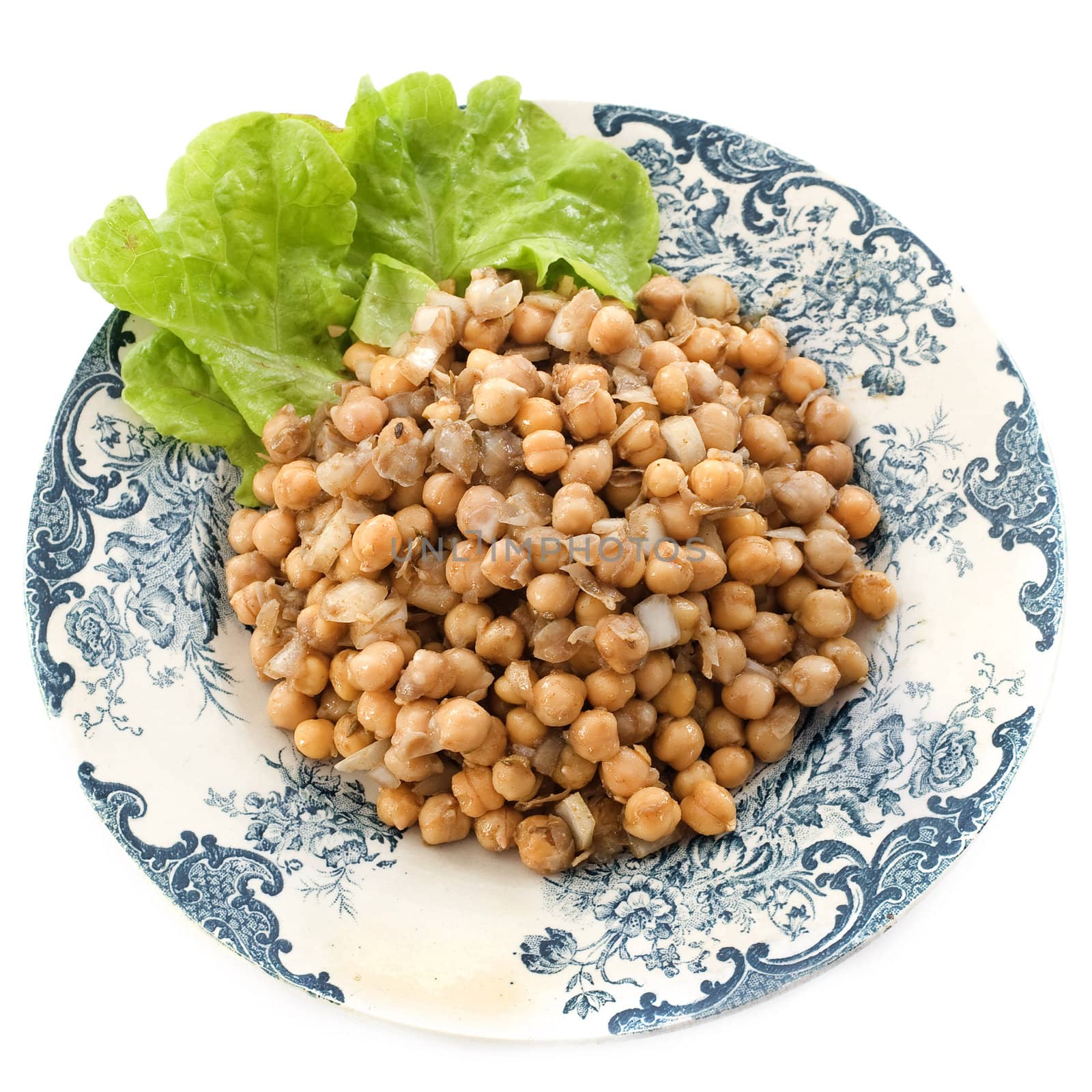 salad of Chickpea in a plate in a studio