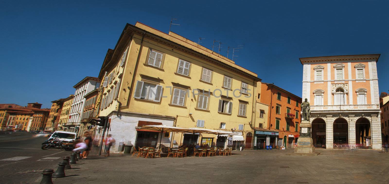 Panoramic View of Piazza Garibaldi in Pisa, Italy