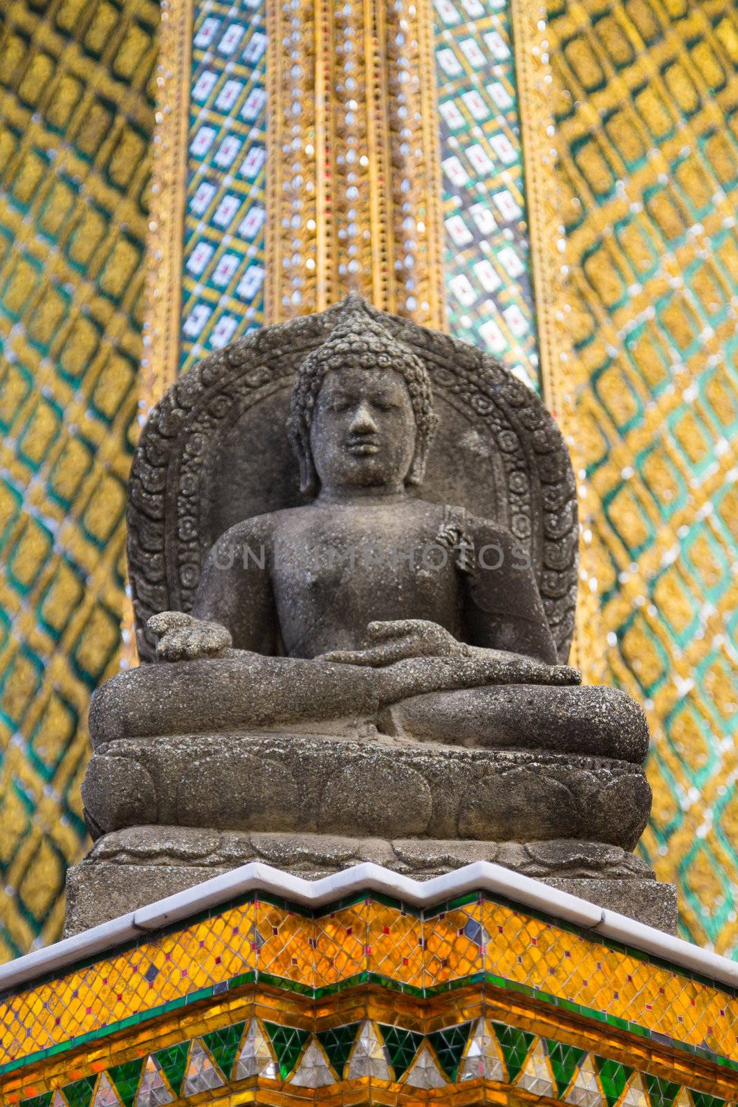 statue of buddha decorate temple in Grand Palace in Bangkok Thailand