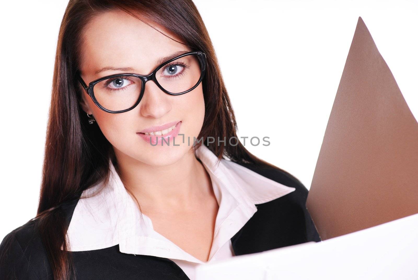 Pretty businesswoman with documents