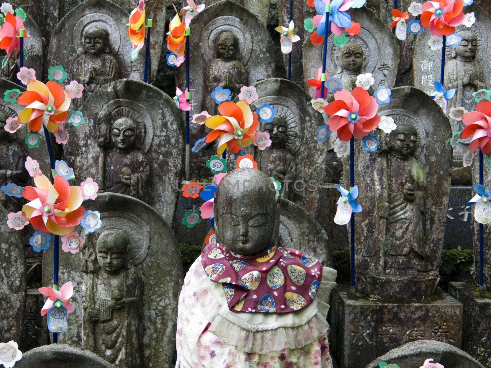 traditional Japanese Buddhas sculptures during religious festival (ma-tsu-ri) in Japan