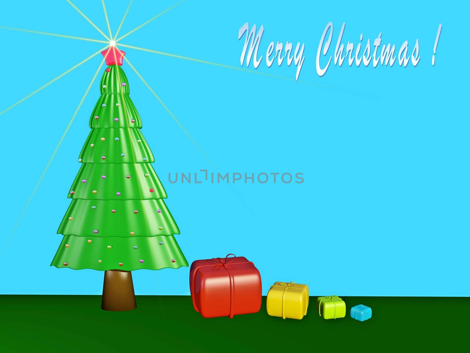 Christmas Theme Background with Christmas Tree and Gifts