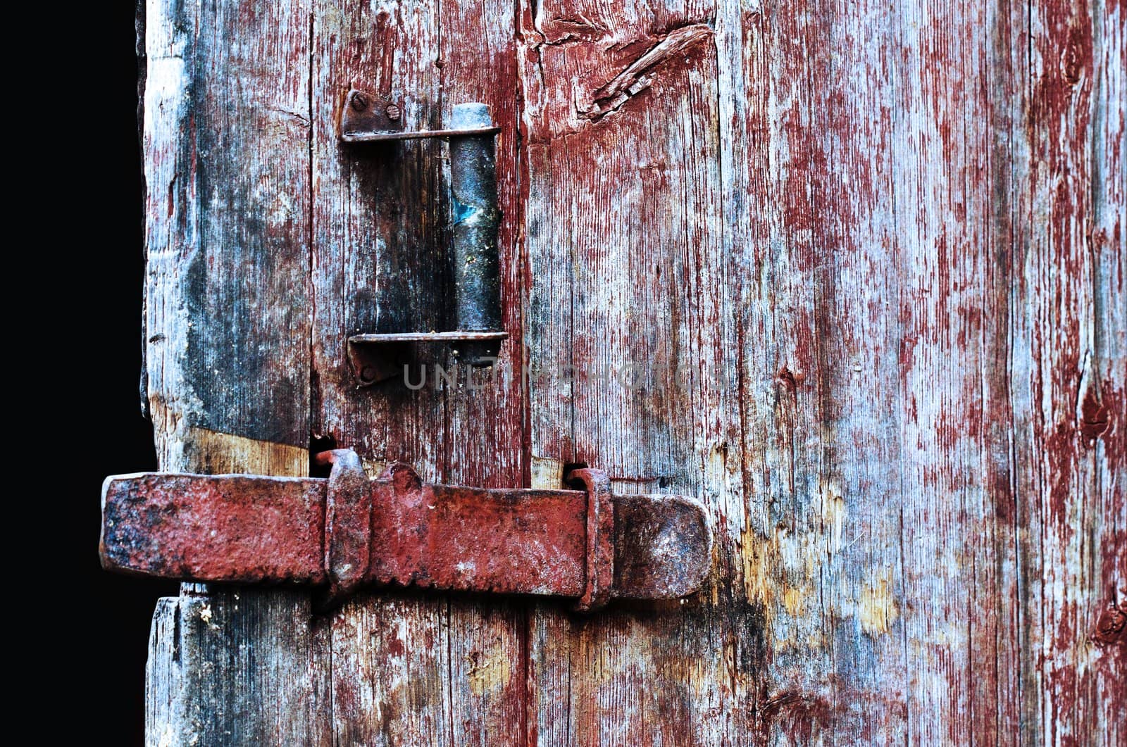 Vintage wooden door close up.