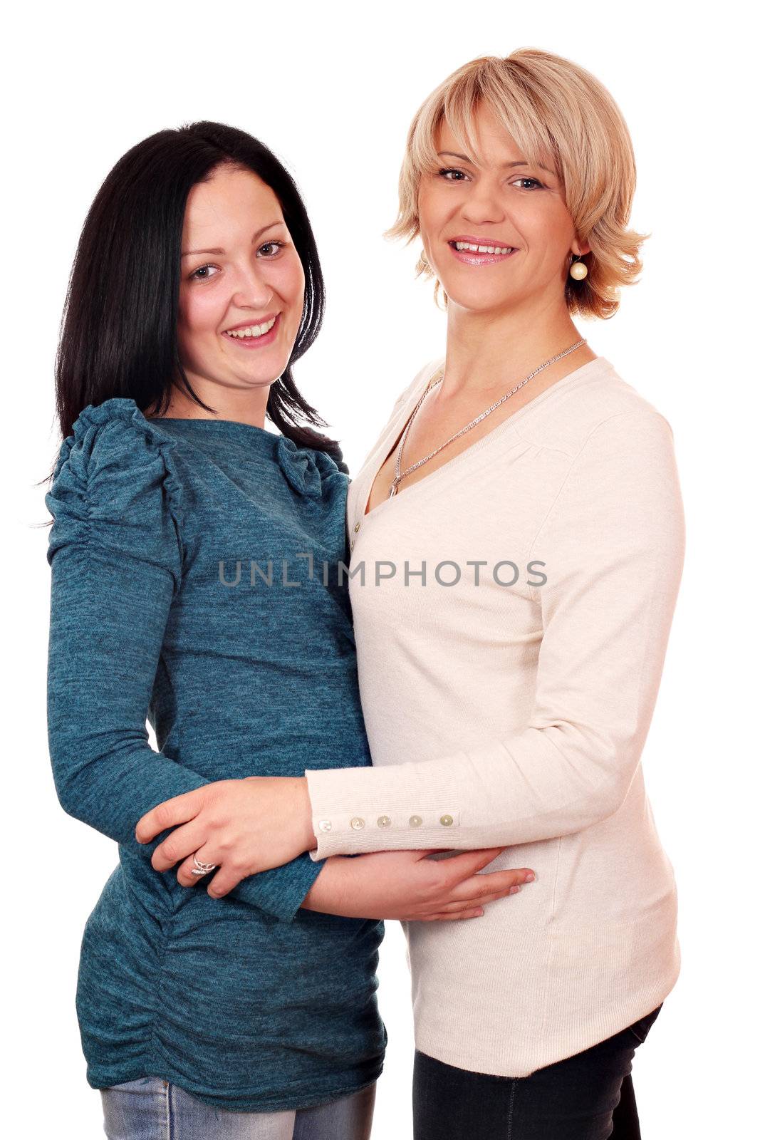 woman and teenage girl mother and daughter family scene by goce